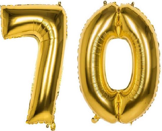 70 Jaar Folie Ballonnen Goud - Happy Birthday - Foil Balloon - Versiering - Verjaardag - Man / Vrouw - Feest - Inclusief Opblaas Stokje & Clip - XL - 82 cm