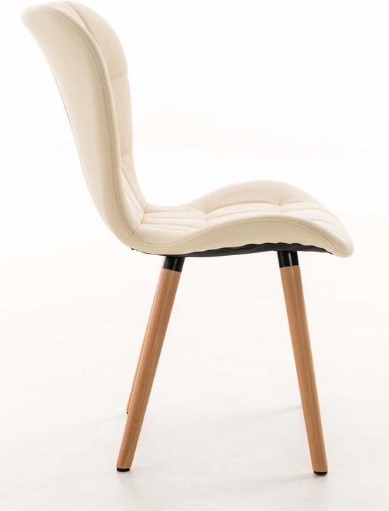 Lexiou 4-voetstoel, stoel lichtbeige fluwelen eetkamerstoel, hoge rugleuning, met knopstiksel, frame van massief hout (set van 6 stuks) (beige