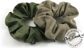 Set scrunchies groen / groen rib