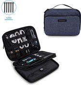 Elektronica & Kabel Organizer Voor 9.7" iPad met 5 Sunflake Kabelbinders - Blauw