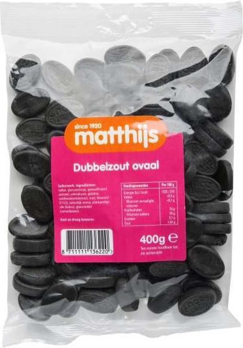 Matthijs dubbel zout ovaal zak 400 gr
