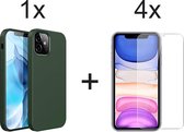 iPhone 12 hoesje groen - iPhone 12 hoesje siliconen case hoesjes cover hoes - 4x iPhone 12 screenprotector