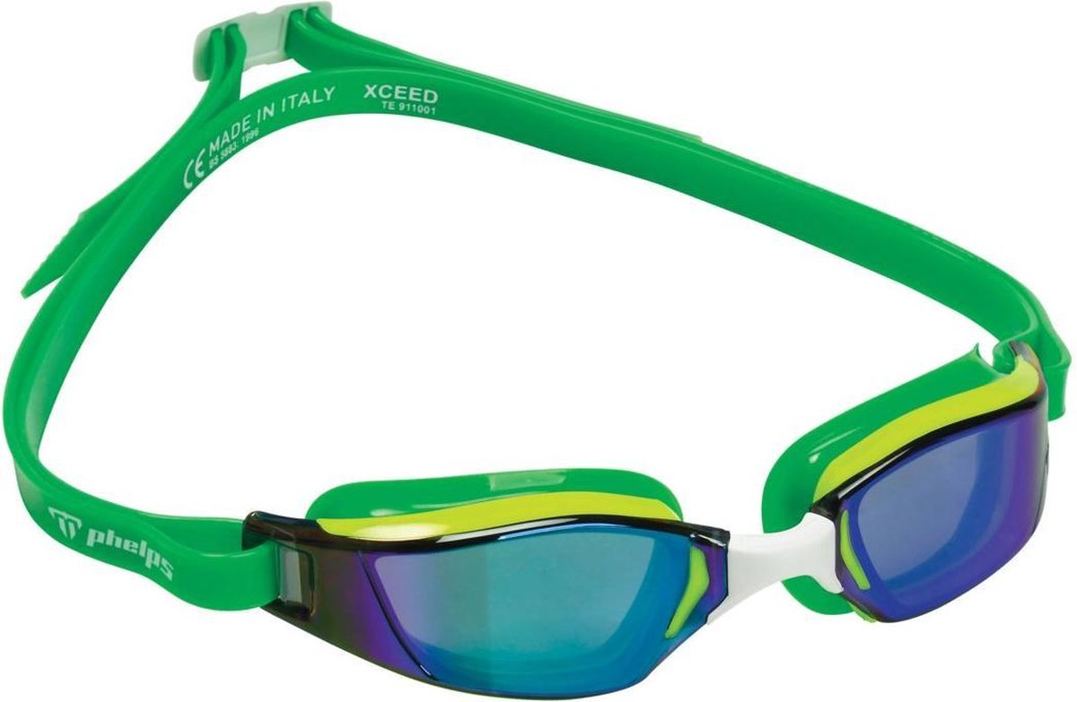 Phelps Xceed - Zwembril - Volwassenen - Green Titanium Mirrored Lens - Geel/Groen