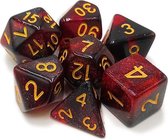 Polydice set - Polyhedral dobbelstenen set 7 delig | Set van 7 dice  | dungeons and dragons dnd dice | D&D Pathfinder RPG DnD | Rood zwart galaxy / nebula