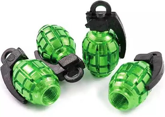 Foto: Tt product ventieldoppen green grenades handgranaat 4 stuks groen