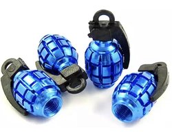 TT-product ventieldoppen Blue Grenades handgranaat 4 stuks blauw