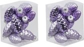 24x Dennenappel kersthangers/kerstballen amethyst paars van glas - 6 cm - mat/glans - Kerstboomversiering