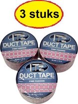 IT'z Duct Tape 04 - Pink Fashion 3 stuks  48 mm x 10m |  tape - plakband - ducktape - ductape