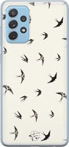 Samsung Galaxy A52 siliconen hoesje - Vogels / Birds - Soft Case Telefoonhoesje - Beige - Print