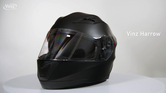 VINZ Harrow Motor Helm incl. Zonnevizier / Scooterhelm / Full-Face Helm -  Mat Zwart | bol.com
