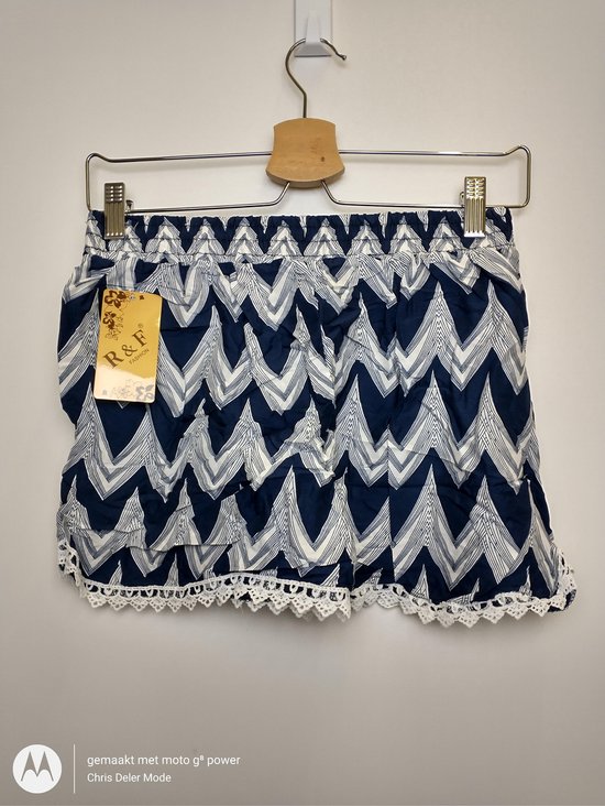 Dames short korte broek Roos zigzag blauw M/L