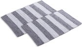 Pippa Design Badmat - douchemat - wit/grijs gestreept  - set van 2