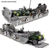I04 - Amerikaanse LCM3 Landingsvaartuig met Jeep - 413 onderdelen en 6 mini-figuren - WW2 Bouwstenen