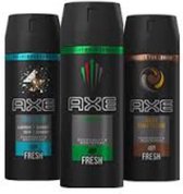 AXE Deodorant Spray MIX - Dark Temptation / Africa / Collison Leather & Cookies - Voordeelverpakking 3 x 150 ml