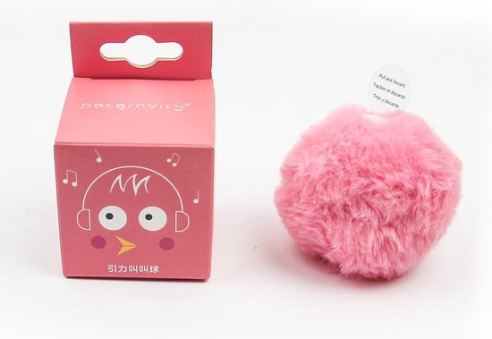 Foto: Roze interactieve plush ball kattenspeelgoed kittenspeelgoed geluidsbal dieren speeltje vogelgeluid musthave voor katten 