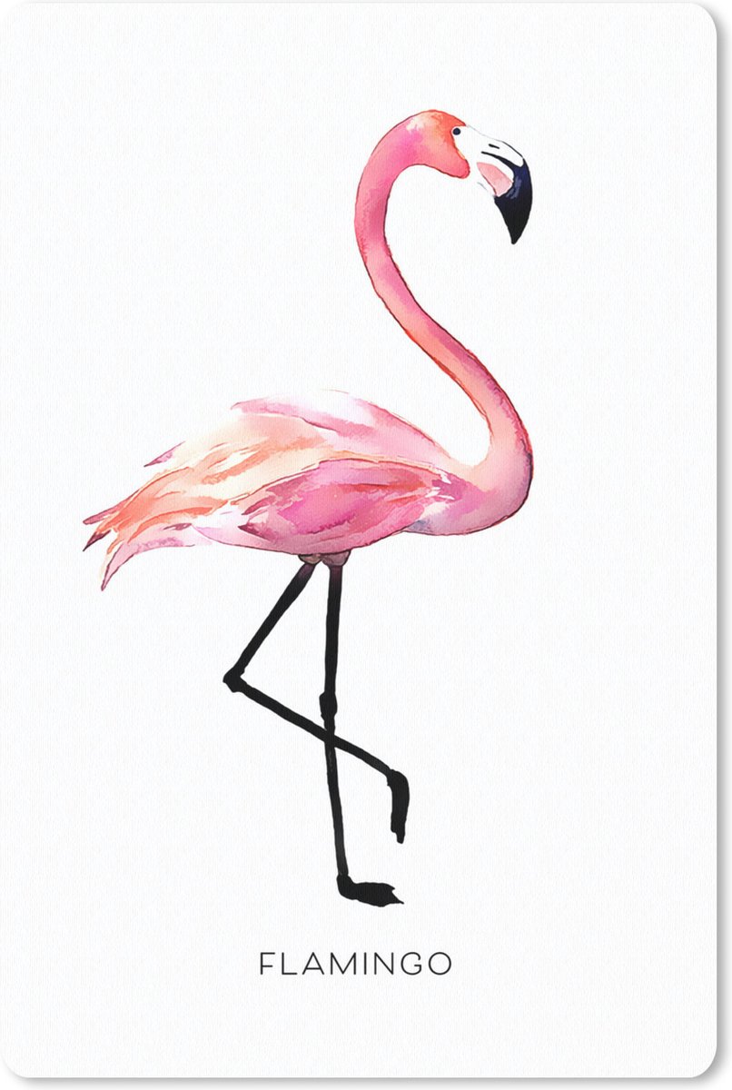 Muismat FlamingoKerst illustraties - Een roze flamingo gemaakt met waterverf op een witte achtergrond muismat rubber - 18x27 cm - Muismat met foto