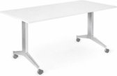 Klaptafel Timmy-R - 160 x 80 Cm (LxB) - 74 Cm Hoog - Verrijdbaar + Inklapbaar - 4-5 Zitplaatsen - Wit