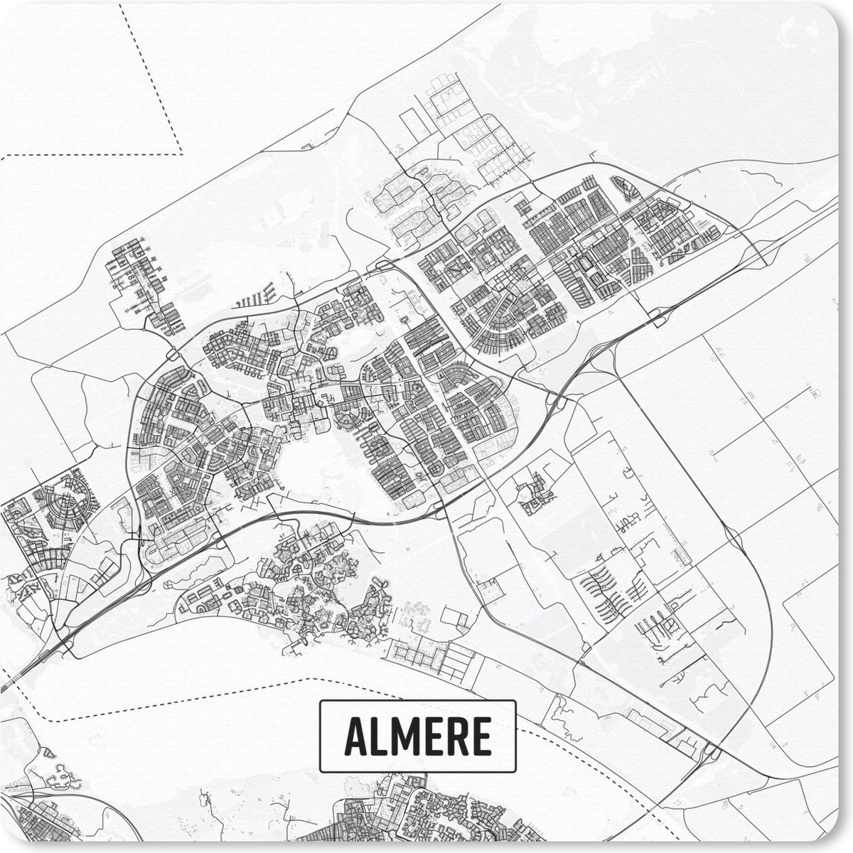 Muismat 20x20 cm - Mousepad Stadskaart Almere - Muismatten