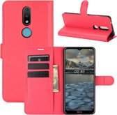 Nokia 2.4 hoesje - MobyDefend Kunstleren Wallet Book Case - Rood - GSM Hoesje - Telefoonhoesje Geschikt Voor: Nokia 2.4