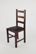 Tommychairs - Ensemble de 4 chaises modèle Rustica. Très approprié pour la cuisine, la salle à manger, mais aussi pour la restauration. Structure en bois de noyer, avec assise en simili cuir couleur moka