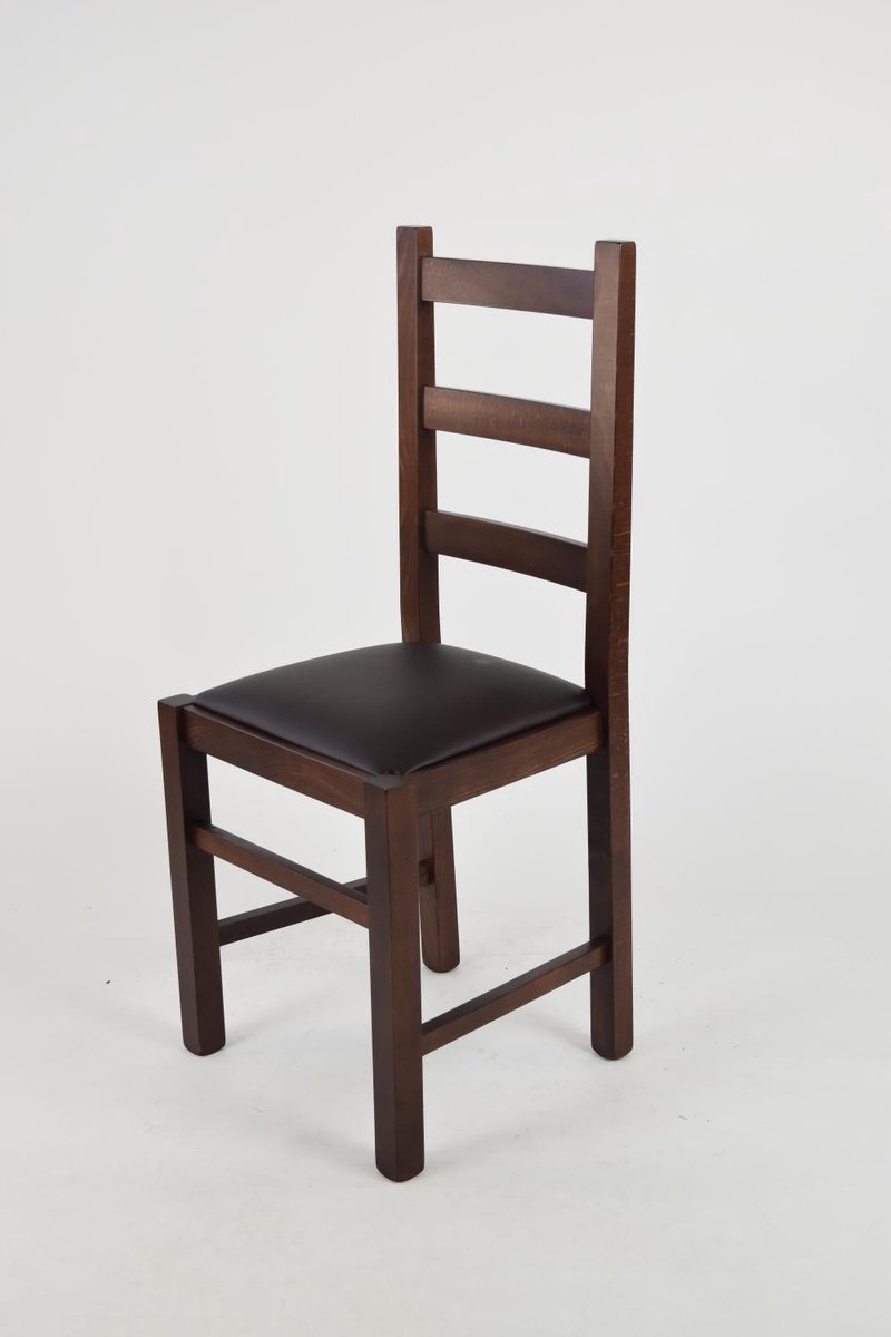 Tommychairs Rustica - Eetkamerstoelen - Set van 4 - Walnoot - Kunstleer & Hout