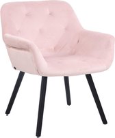 Stoel - Eetkamerstoel - Design - Solide - Fluweel - Roze/Zwart - 60x67x83 cm