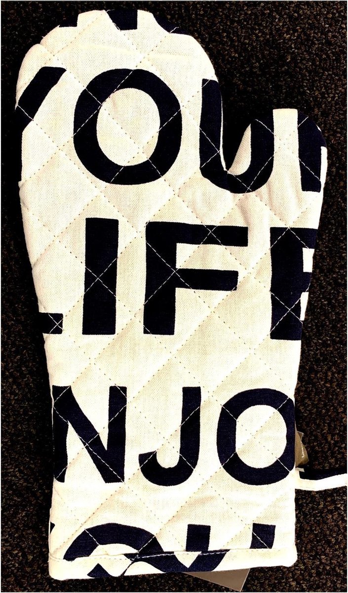 Linen & More ovenwant Enjoy Your Life - Wit