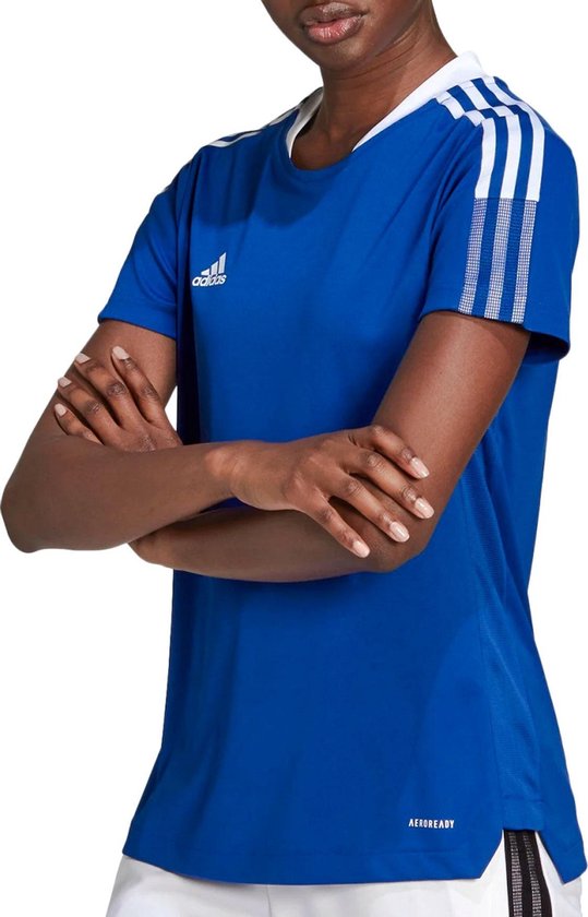 adidas Tiro 21 Sportshirt - Maat L  - Vrouwen - Blauw/Wit