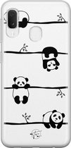 Samsung Galaxy A20e siliconen hoesje - Panda - Soft Case Telefoonhoesje - Zwart - Print