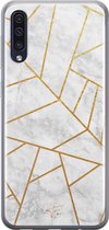 Samsung Galaxy A50 siliconen hoesje - Geometrisch marmer - Soft Case Telefoonhoesje - Grijs - Marmer