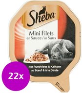 Kattenvoer Sheba Alu Minifilets Rund & Kalkoen 22 x 85G