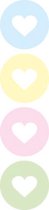 Grote Geboorte Sluitsticker - Sluitzegel - Pastel & wit hart  | Moederdag | Trouwkaart - Geboortekaart - Envelop | Pastelkleuren | Hartjes - Hart | Envelop stickers | Cadeau - Gift