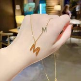 Gading® dames ketting met letter"M"- goudkleurig- 40cm+6cm - moederdag cadeau