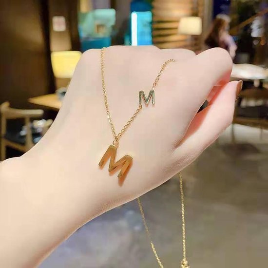 Gading® dames ketting met letter"M"- goudkleurig- 40cm+6cm - moederdag  cadeau | bol.com