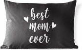 Buitenkussens - Tuin - Moederdag quote ''best mom ever'' op zwarte achtergrond - 60x40 cm