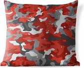Buitenkussens - Tuin - Rood met grijs camouflage patroon - 50x50 cm