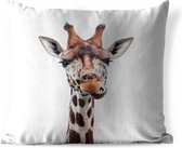 Sierkussen Animalprintshop voor buiten - Giraffe - Portret dierenprint - 40x40 cm - vierkant weerbestendig tuinkussen / tuinmeubelkussen van polyester
