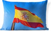 Sierkussen Vlaggen voor buiten - De nationale vlag van Spanje - 50x30 cm - rechthoekig weerbestendig tuinkussen / tuinmeubelkussen van polyester