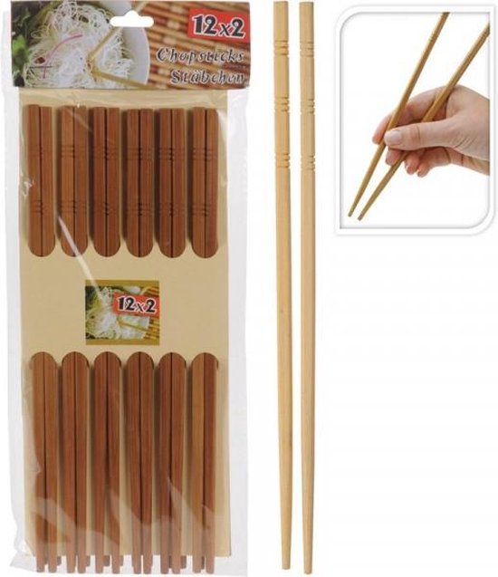 12 Paar Chopsticks - Bamboe - Sushi Eetstokjes - Lengte 24 cm - Poolster