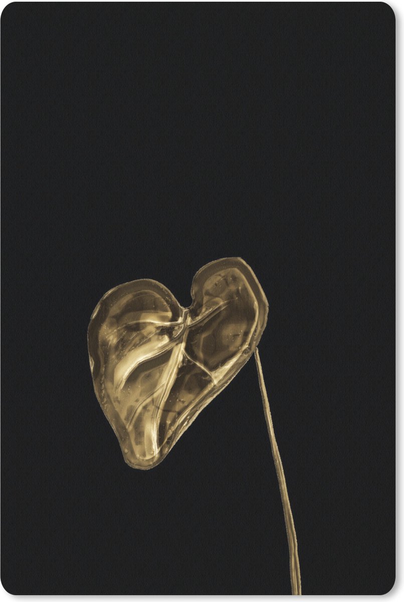 Muismat Golden/rose leavesKerst illustraties - Hartvormige gouden blad op een zwarte achtergrond muismat rubber - 40x60 cm - Muismat met foto