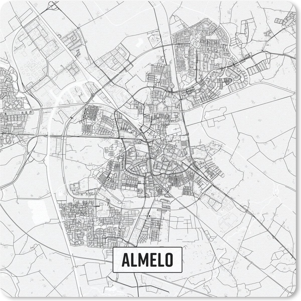 Muismat 20x20 cm - Mousepad Stadskaart Almelo - Muismatten