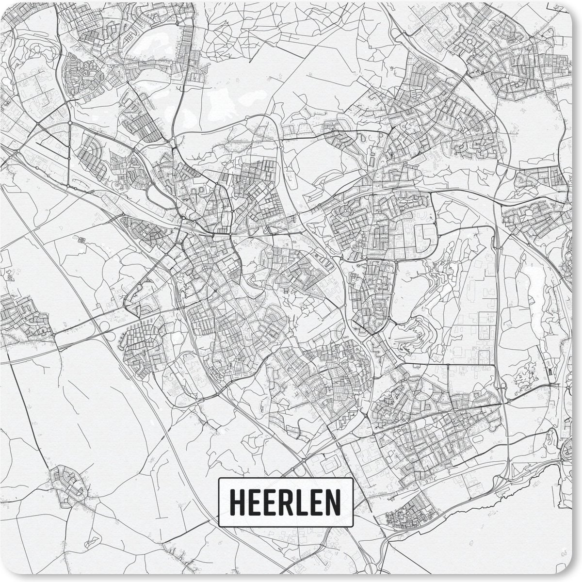 Muismat 20x20 cm - Mousepad Stadskaart Heerlen - Muismatten