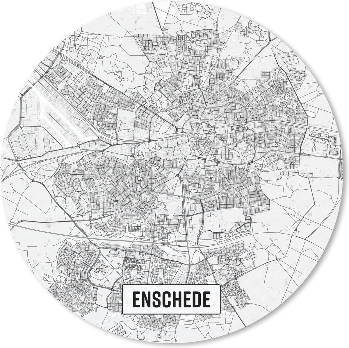 Muismat rond 30x30 cm - Mousepad Stadskaart Enschede - Ronde muismatten