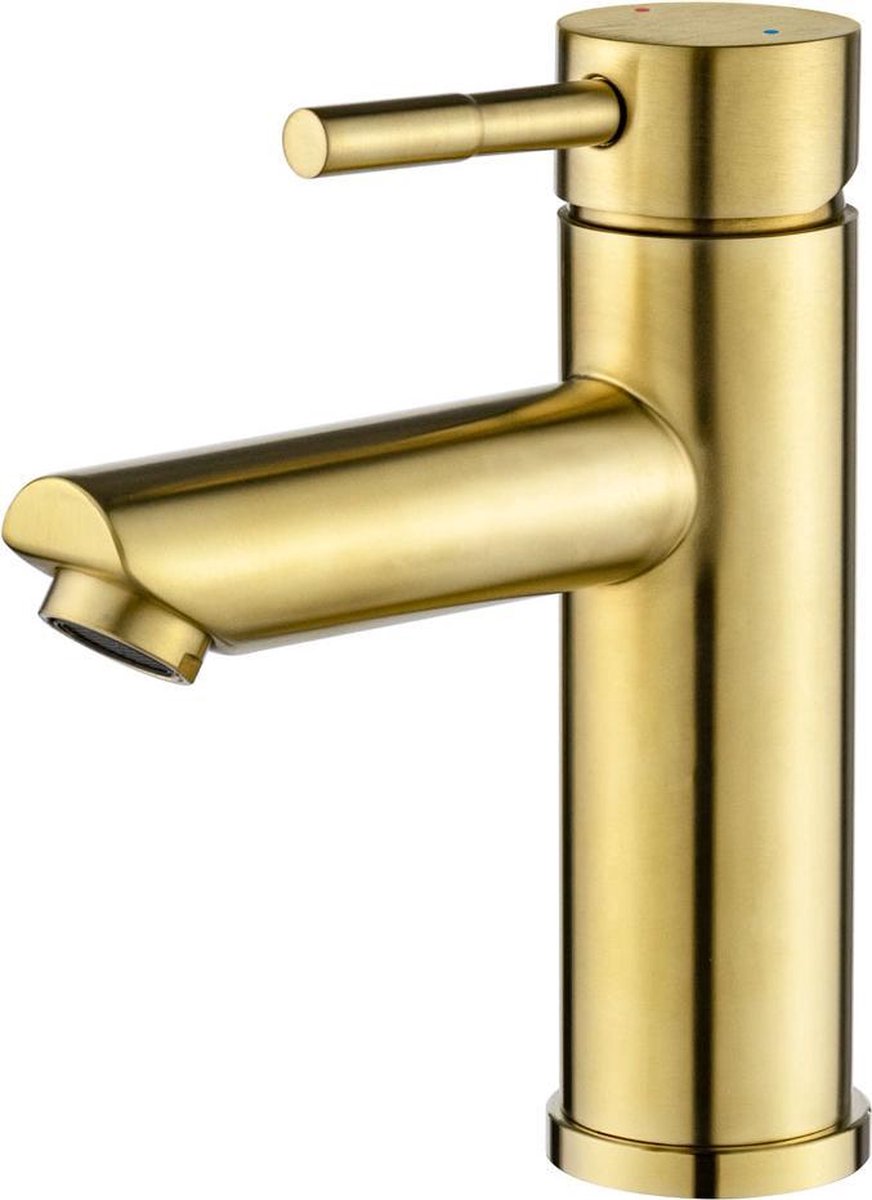 Diamond Line Eva - Wastafelmengkraan - Opbouw - Rond - Laag - Goud - 1 Greeps