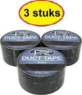 IT'z Duct Tape 24- Zwart 3 stuks  48 mm x 10m |  tape - plakband - ducktape - ductape