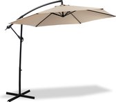 Bol.com MaxxGarden Deluxe - Duurzame zweefparasol - Ø300 cm - Kantelbaar - Inclusief extra parasolhoes - 3 meter doorsnede - Taupe aanbieding