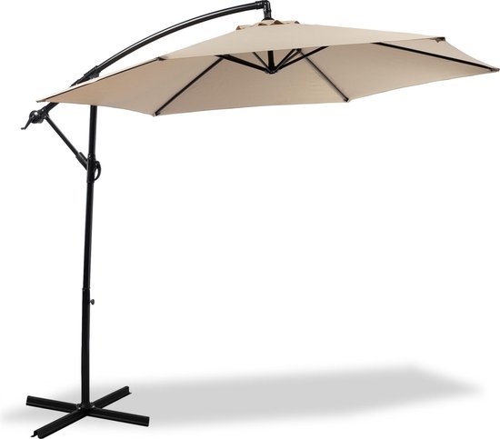 MaxxGarden Parasol - Zweefparasol - Ø300 cm - Frame royal grey - Taupe - Inc. parasolhoes