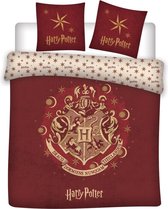 Harry Potter Dekbedovertrek Red Draco Logo- 1 persoons 140x200- 100% biologisch Katoen.