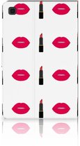 Book Case Geschikt voor Samsung Galaxy Tab A7 (2020) Hoes met Magneetsluiting Personaliseren Lipstick Kiss