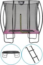 EXIT Toys - Trampoline Met Veiligheidsnet - Op Poten - Silhouette - Rechthoekig - 153x214cm - Roze - Inclusief Ladder en Afdekhoes